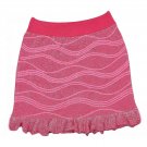 Adore Women's Metallic Ruffle Edge Sweater Mini Skirt Hot Pink / Pink Large
