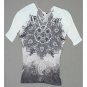 Chelsey Women's Paisley Dolman Double Vee Tunic Top Aqua Black Medium