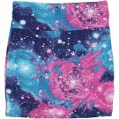 B_Envied Women's Jersey Knit Galaxy Mini Skirt Purple / Turquoise / Pink Large