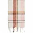 Cejon Women's Spacious Plaid Blanket Wrap Scarf With Fringe White / Blush Pink / Aqua Blue / Tan Bro