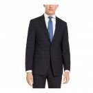 Calvin Klein Men's X-Fit Extra-Slim Stretch Wool Suit Jacket 44 Short Blue Windowpane