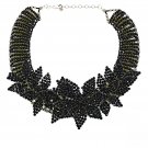 Rara Avis by Iris Apfel Faceted Bead Flower Collar Necklace Black
