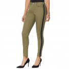 Colleen Lopez Women's Side Stripe Skinny Jeans 10 Olive Green