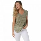 Lisa Rinna Collection Women's V-Neck Burnout Top Small Army Green