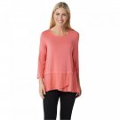Cuddl Duds Women's Softwear Stretch 3/4 Sleeve Peplum Top Small Coral Glow Pink