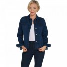 Martha Stewart Women's Denim Button Front Jean Jacket XX-Small Dark Indigo Blue