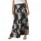Tolani Collection Women's Floral Pull-On Woven Maxi Skirt Large Black Floral