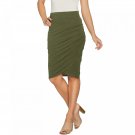 LOGO by Lori Goldstein Women's French Terry Side Ruched Tulip Skirt X-Small Rosemary Green