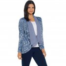 LOGO by Lori Goldstein Women's Chiffon Trim Sweater Knit Cardigan XX-Small Dusty Amethyst Blue