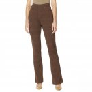 DG2 by Diane Gilman Women's Petite Pull On Stretch Ponte Boot Cut Pants Petite Small Espresso Croc B