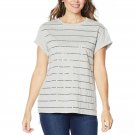 DG2 by Diane Gilman Women's Embellished Cuff Sleeve Knit Top X-Small Heather Gray