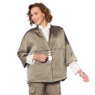 MarlaWynne Women's Hammered Satin Boxy Jacket Medium Olive Gray