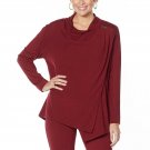 DG2 by Diane Gilman Women's Eco-Ponte Knit Drape Front Easy Jacket Small Wine Red
