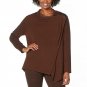 DG2 by Diane Gilman Women's Eco-Ponte Knit Drape Front Easy Jacket X-Large Espresso Crocodile Brown