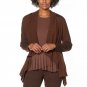 DG2 by Diane Gilman Women's Eco-Ponte Knit Drape Front Easy Jacket X-Large Espresso Crocodile Brown