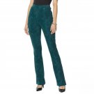DG2 by Diane Gilman Pull On Stretch Ponte Knit Boot Cut Pants Large Green Snake