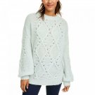 Ultra Flirt Women's Junior Fit Cable Knit Tunic Sweater Small Dusty Aqua Blue