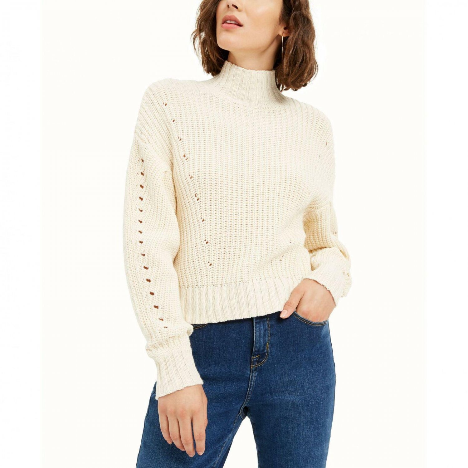 Becca Tilley + Bar III Women's Ribbed Turtleneck Sweater Medium Snow ...