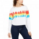 Rebellious One Women's Junior Fit Tie Dyed Sweatshirt X-Small Ivory Rainbow