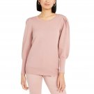 Alfani Women's Puff Long Sleeve Textured Sweater Large Pottery Clay Pink
