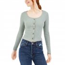 Hippie Rose Women's Junior Fit Pointelle Crop Top Large Smokey Sage Green