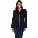 Denim & Co. Women's Long Sleeve Lace Zip Front Jacket. A286345 XX-Small Black
