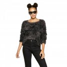 Wild Fable Women's Oversized Long Sleeve Fuzzy Tinsel Sweater  Black Rainbow Small