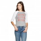 Modern Lux Women's ROSE OVER ROSES Wine Raglan 3/4 Sleeve Baseball T-Shirt X-Small Heather Gray / Wh