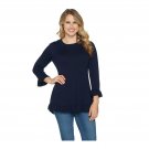 Isaac Mizrahi Live! Women's 3/4 Sleeve Peplum Sweater. A294255 X-Small Dark Navy