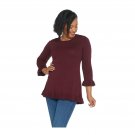 Isaac Mizrahi Live! Women's 3/4 Sleeve Peplum Sweater. A294255 Small Mahogany