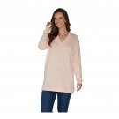 Martha Stewart Women's Long Sleeve V-Neck Sweater with Side Slits. A307714 XX-Small Peach Whip