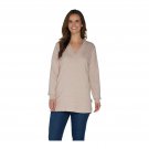 Martha Stewart Women's Long Sleeve V-Neck Sweater with Side Slits. A307714 Small Heather Oatmeal