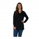 Martha Stewart Women's Long Sleeve V-Neck Sweater with Side Slits. A307714 XX-Small Black