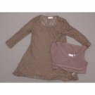 Women with Control Lace Tunic and Jersey Knit Tank Top Set X-Small Mocha