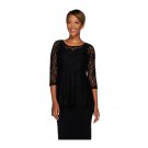 Women with Control Lace Tunic and Jersey Knit Tank Top Set X-Small Black