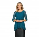 Women with Control Lace Tunic and Jersey Knit Tank Top Set XX-Small Spruced Teal
