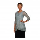 Women with Control Lace Tunic and Jersey Knit Tank Top Set XX-Small Silver