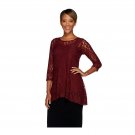Women with Control Lace Tunic and Jersey Knit Tank Top Set Small Bordeaux