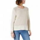 Style & Co. Women's Tonal Colorblock Pullover Knit Sweater Large Hammock Heather / Creme