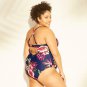 Kona Sol Women's Plus Size Keyhole Strap One Piece Swimsuit 16W Navy Floral
