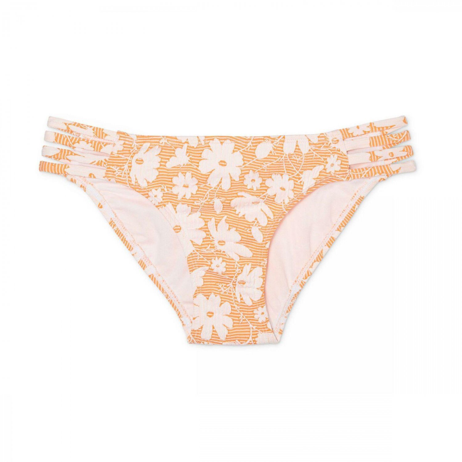 Xhilaration Women's Textured Floral Strappy Bikini Bottom X-Large Golden Yellow