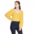 A New Day Women's Regular Fit Long Sleeve Square Neck Top Large Summer Wheat