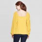 A New Day Women's Regular Fit Long Sleeve Square Neck Top Large Summer Wheat