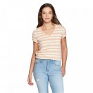Universal Thread Women's Striped Relaxed Fit Short Sleeve V-Neck T-Shirt X-Small Orange Multi