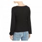 Sadie & Sage Women's Ribbed Button Front Long Sleeve Henley Top Small Black