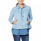 DG2 by Diane Gilman Women's Lightweight SoftCell Chambray Jean Jacket Small Chambray Blue