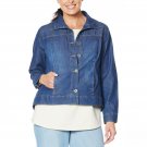 DG2 by Diane Gilman Women's Lightweight SoftCell Chambray Jean Jacket X-Small Indigo Blue