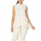 DG2 by Diane Gilman Women's Drama Ruffle Shirt Medium Cream