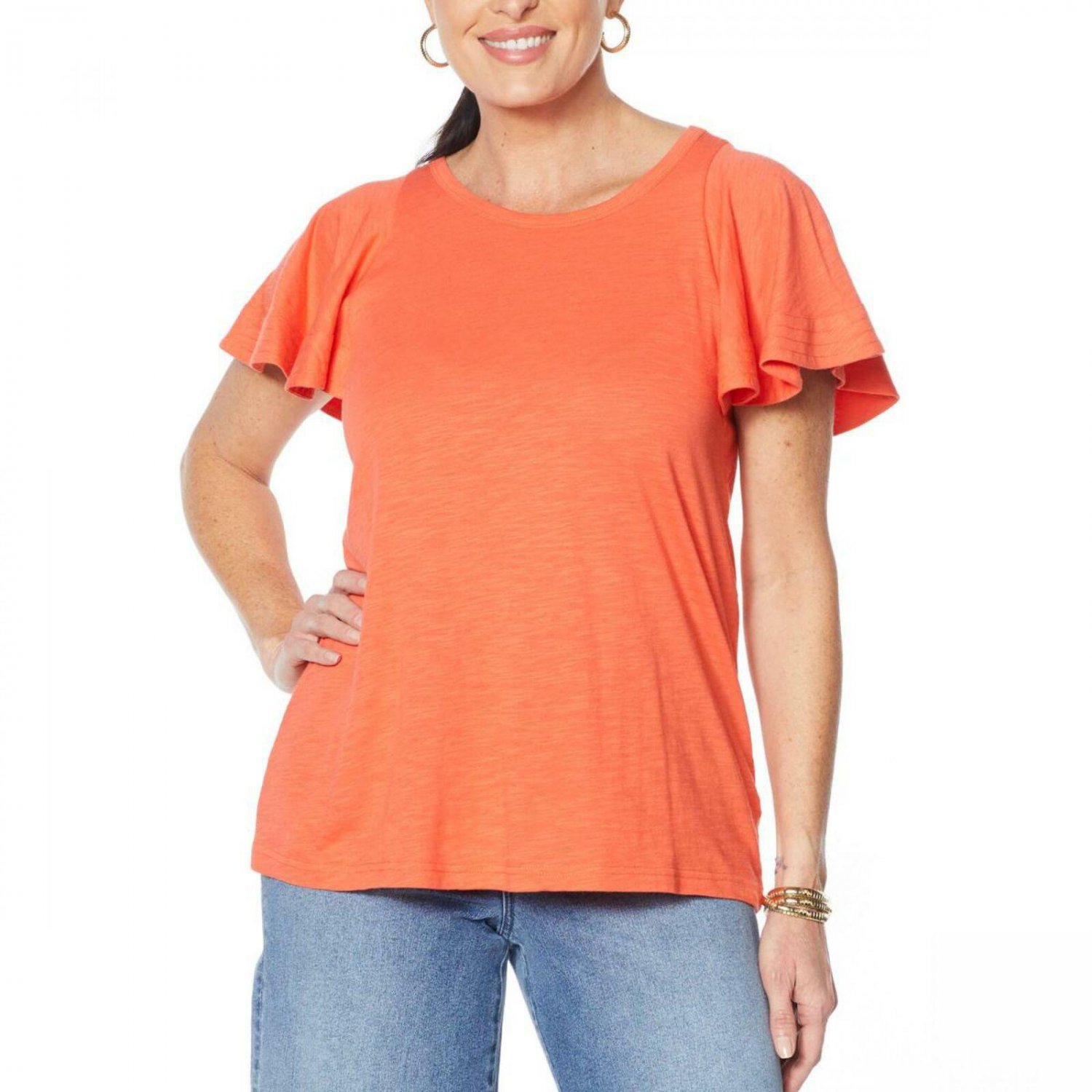 DG2 by Diane Gilman Women's Flutter-Sleeve T-Shirt X-Large Strawberry