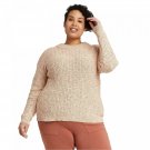 Ava & Viv Women's Plus Size Crewneck Multi Texture Pullover Sweater Plus 1X Pink